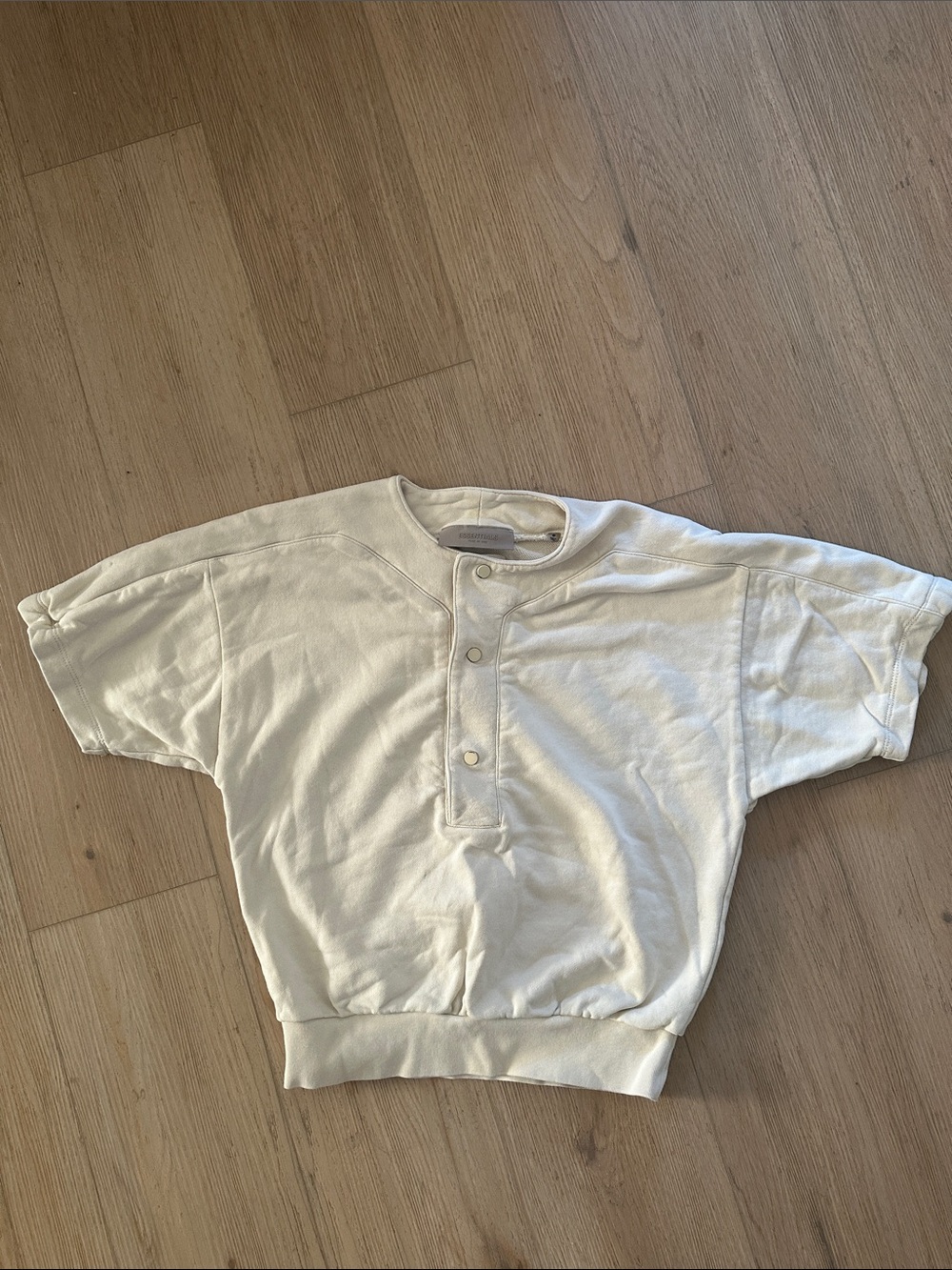 Essentials Cream Short Sleeve Henley Sweatshirt